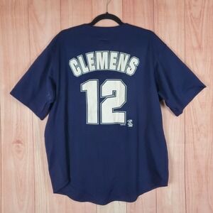 New York Yankees Jersey Mens Blue‎ L Roger Clemens True Fan Baseball Sportswear